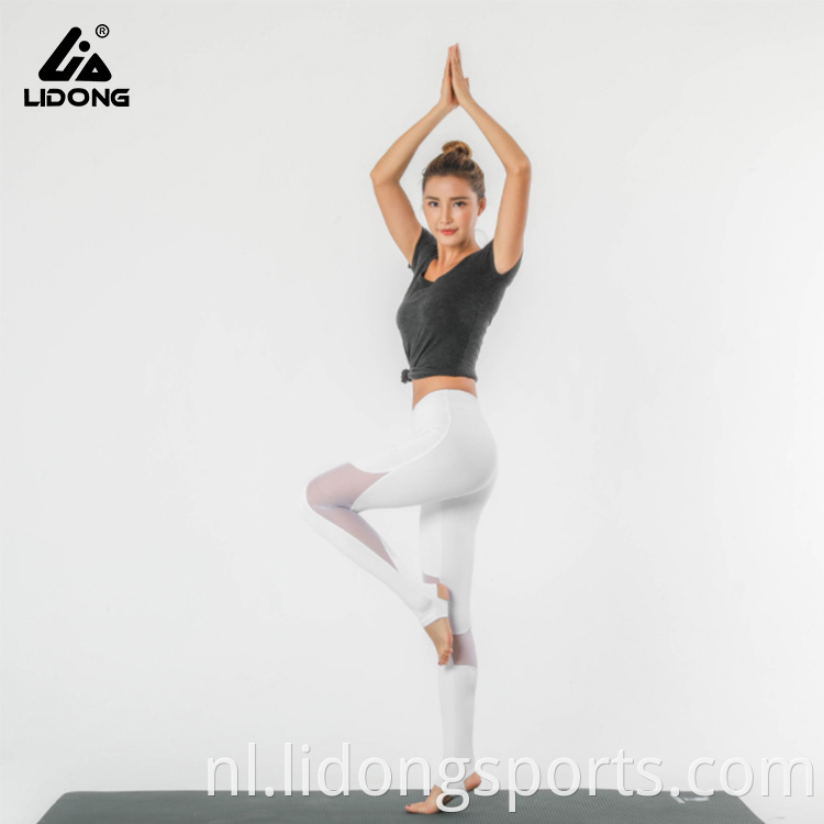 Aangepaste sportmesh yogabroek voor vrouwen leggings fitness yoga slijtage yoga leggings damesbroek